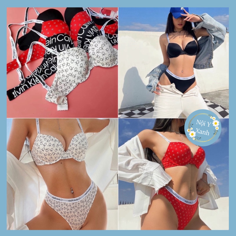 Bộ Đồ Lót Su C.K Nâng Ngực Thời Trang Cao Cấp 1988 Nội Y Xanh chất thoáng mát cao cấp