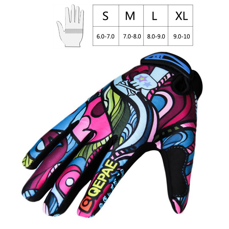 Găng tay xe đạp che phủ toàn bộ ngón thoáng khí chống sốc chống trượt có đệm lòng bàn tay thời trang ngoài trời unisex