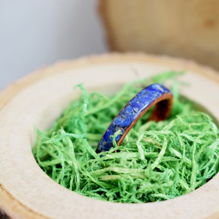 Nhẫn gỗ Mun cẩn đá Lapis lazuli