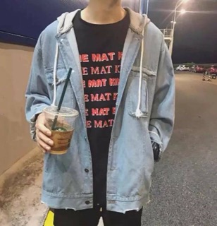 ÁO KHOÁC JEANS PHỐI NÓN XÁM