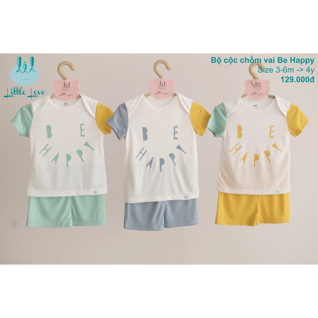 [FreeShip] [Chính hãng] Little Love Bộ cộc tay cổ chồm Be Happy{{Monnies House}}
