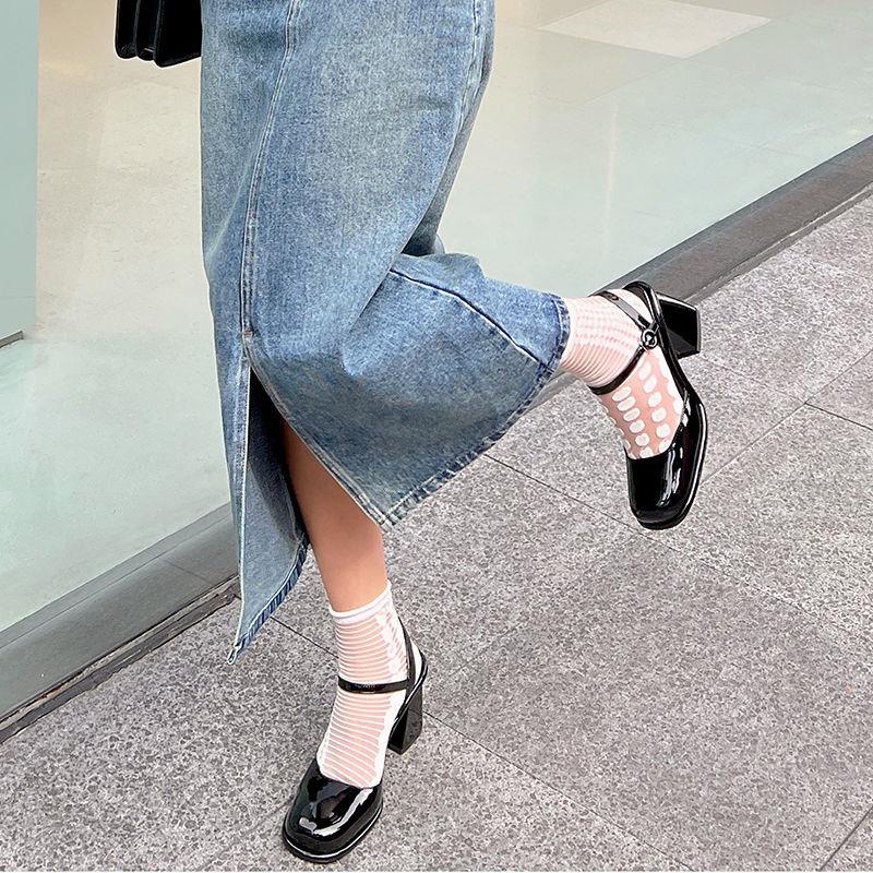 Giày Cao Gót Bít Mũi Bằng Da Mềm Thoáng Khí Thời Trang Mùa Hè Cho Nữ