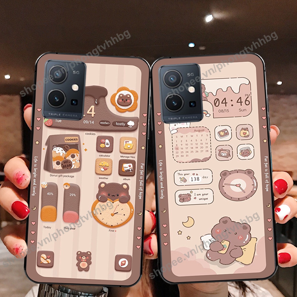 Ốp lưng Vivo Y55 4G - Y55 2022 gấu,thỏ trắng , đồng hồ dễ thương cute cực đẹp