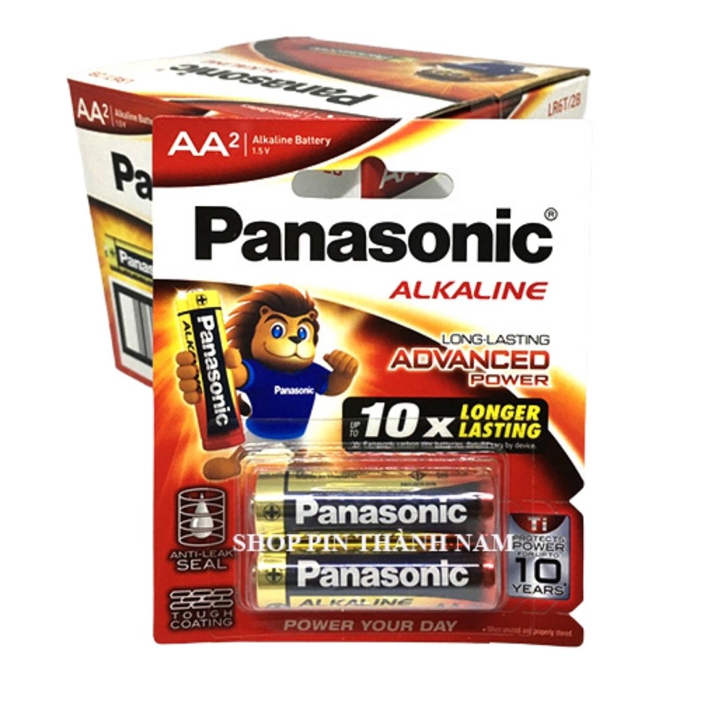 Pin AA Panasonic tiểu alkaline 1.5V vỉ 2 viên LR06T/2B