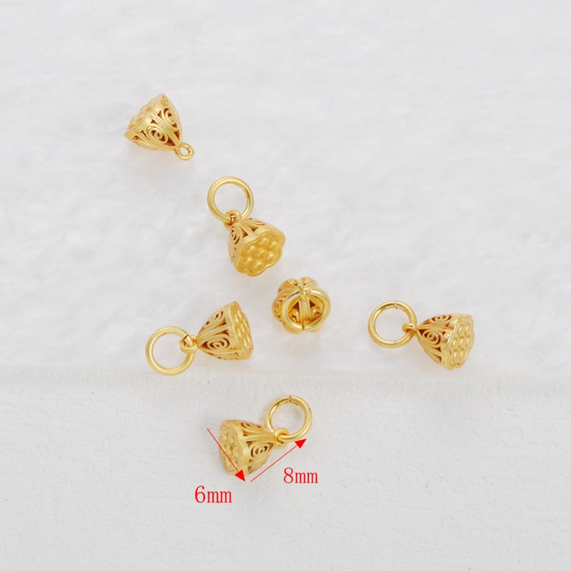 Mặt Dây Chuyền Bằng Đồng Mạ Vàng 18k Hình Bông Sen Rỗng 6mm Tự Làm Vòng Tay / Cổ Màu Sắc