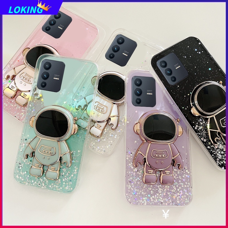 Ốp Điện Thoại Kim Tuyến Bạc Hình Phi Hành Gia 3D Cho VIVO V23 V23E V23Pro V21 V21E V20 V20SE V20Pro V19 V17