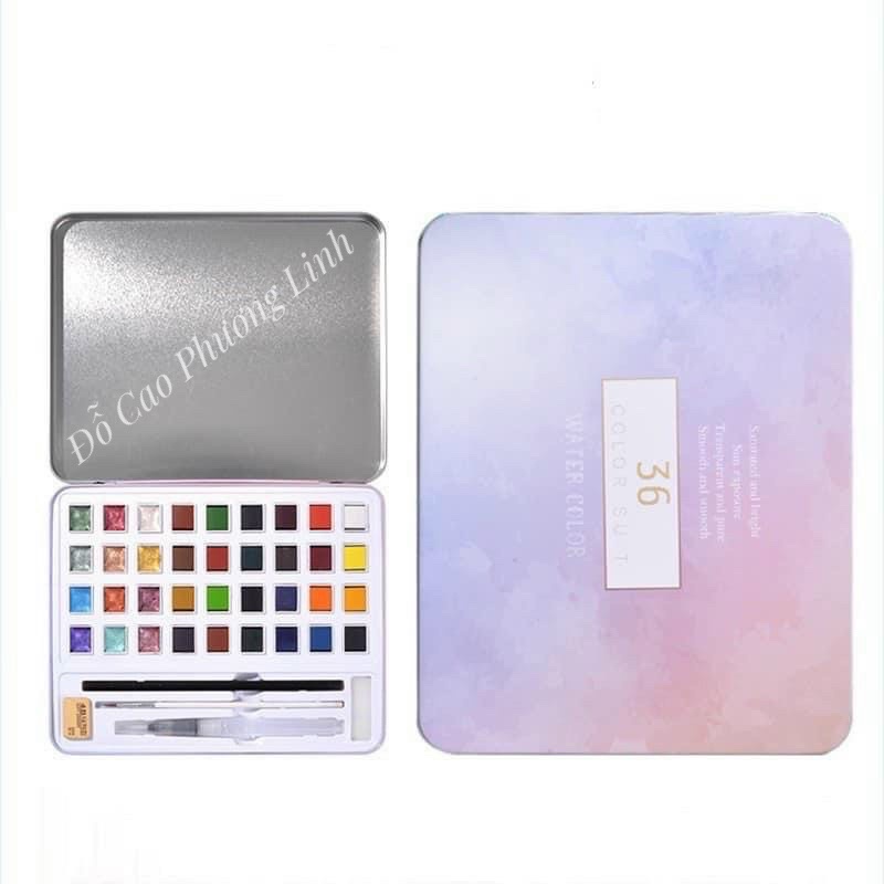 Màu nước set 36 màu hàng chính hãng, màu vẽ nail có tặng kèm full set cọ