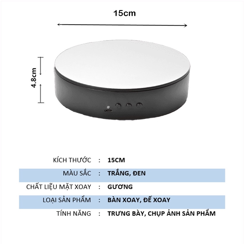 Bàn xoay đế xoay trưng bày sản phẩm 360 độ xoay trái phải