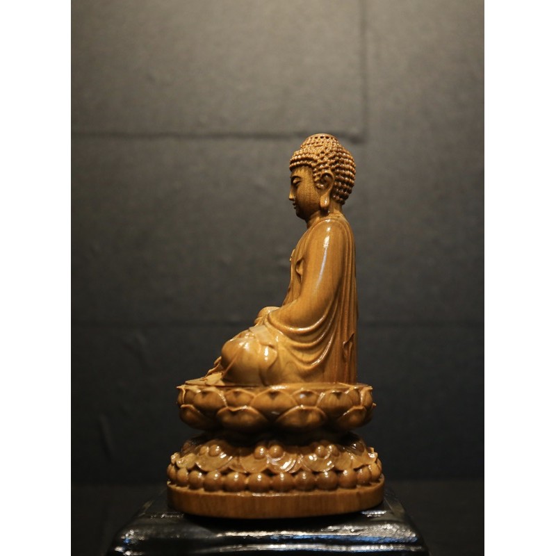Tượng Phật A Di Đà gỗ bách xanh 15cm hàng kỹ, ko đẹp hoàn lại tiền