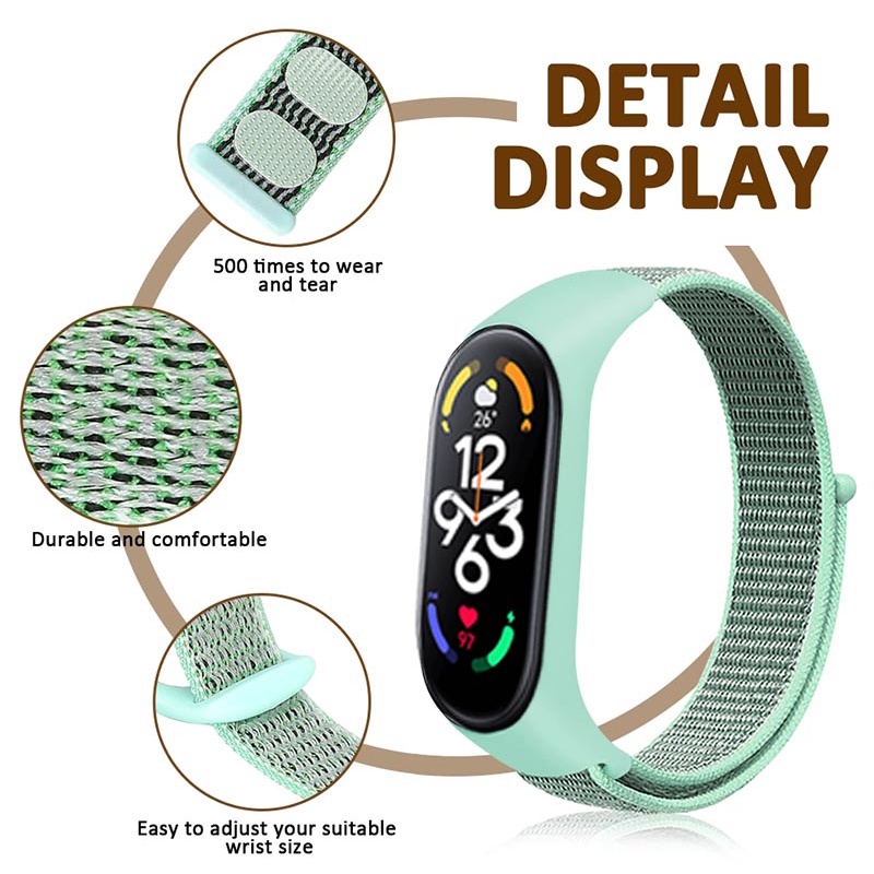 Dây đeo nylon + kính lực bảo vệ màn hình jansin cho xiaomi mi band 7 smart band mi band 7