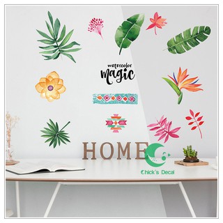 Decal dán tường Hoa lá tươi mát