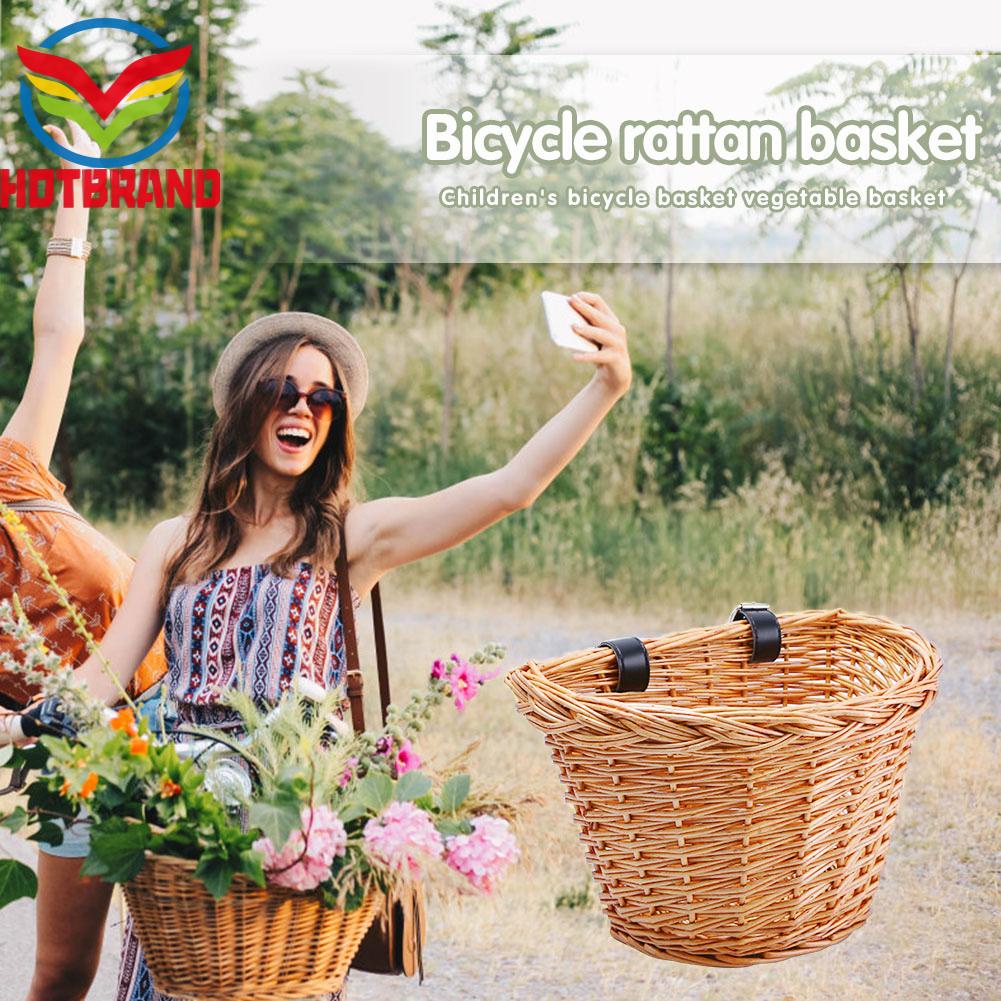 Giỏ Xe Đạp Trẻ Em Đan Bằng Sợi Liễu Gai Gắn Phía Trước Xe Đạp