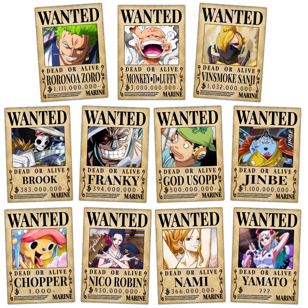 Bộ Poster Băng Mũ Rơm, Tờ lệnh truy nã One Piece Anime Manga Cựu Thất Vũ Hải, BXH Tiền Truy Nã Cao Nhất, Quân Cách mạng