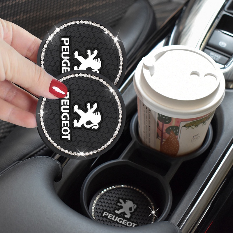 Bộ 2 Miếng Lót Cốc Nước Bằng Silica Gel Chống Trượt Trang Trí Nội Thất Xe Hơi Peugeot 408 301 3008 2008