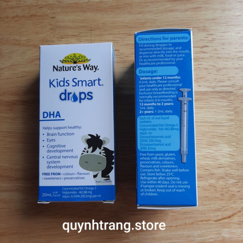 DHA dạng giọt Nature’s Way Kid Smart DHA Drops 20ml Úc