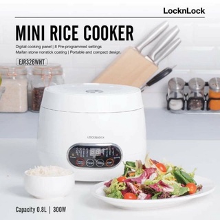 Nồi Cơm Điện Mini Kỹ Thuật Số 0,8 lít Lock&Lock EJR326WHT (hàng chính hãng)