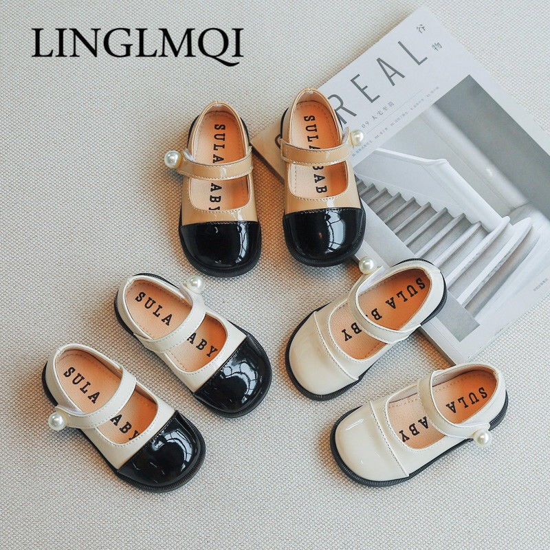 Giày bệt cho bé gái - Giày búp bê quai dán dễ thương đính ngọc phối màu cực xinh chất da PU êm mềm chân mới nhất M346