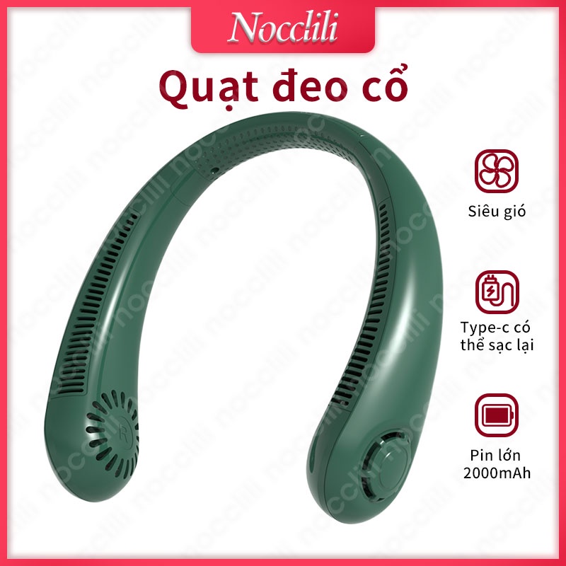 Quạt đeo cổ mini không cánh quạt điện thông minh tiện lợi, kiểu dáng thời trang thể thao siêu phẩm chất liệu silicone tpe Quạt sạc di động treo cổ Pin 3000mAha hè