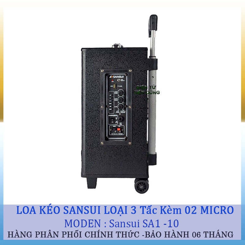 LOA KÉO KARAOKE SANSUI SA1-10 LOA KẸO KÉO BLUETOOTH KÈM 2 MICRO - DÒNG LOA KÉO KAY