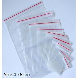 [1kg] Túi Zip trắng trong viền đỏ các size nhỏ 4 x 6 cm ( Zipper )