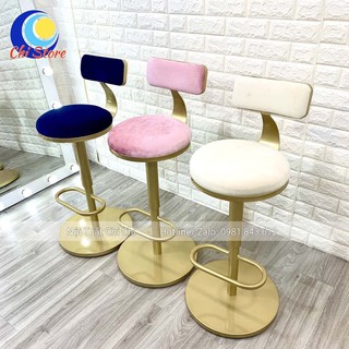Ghế Quầy Bar, Ghế Trang Điểm, Chụp Hình Chân Vàng Xoay 360 Độ Và Điều Chỉnh Độ Cao