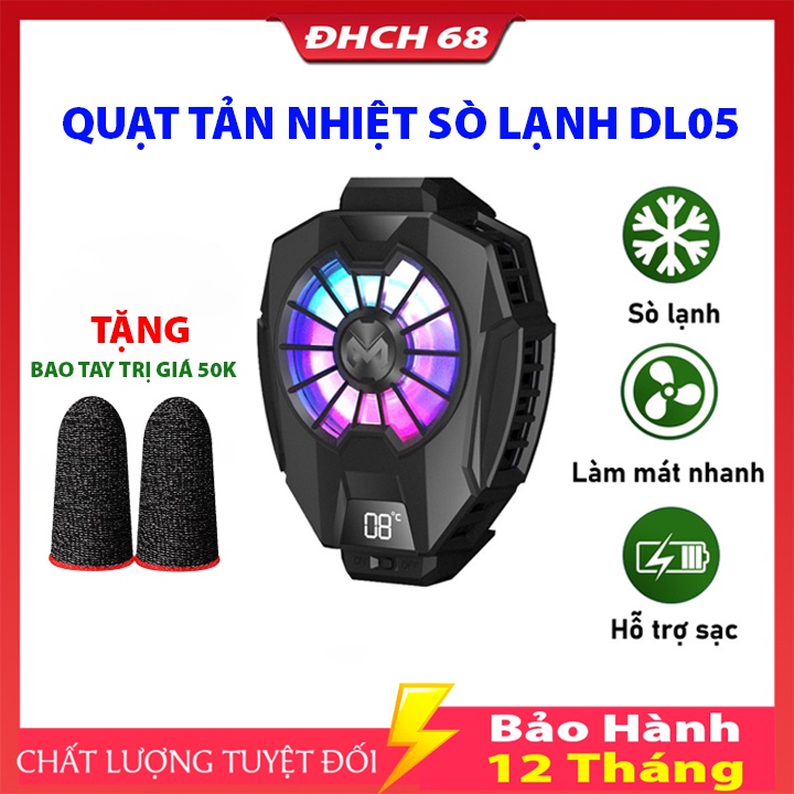 Quạt Tản Nhiệt Điện Thoại Sò Lạnh MEMO DL05 Chơi PUBG FF ROS Siêu Lạnh, Hiển Thị Nhiệt Độ, LED RGB, Kẹp 2 Chiều Cao Cấp