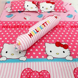 Sản xuất Bộ ga kèm 2 vỏ gối nằm poly tại sài gòn mẫu hello kitty