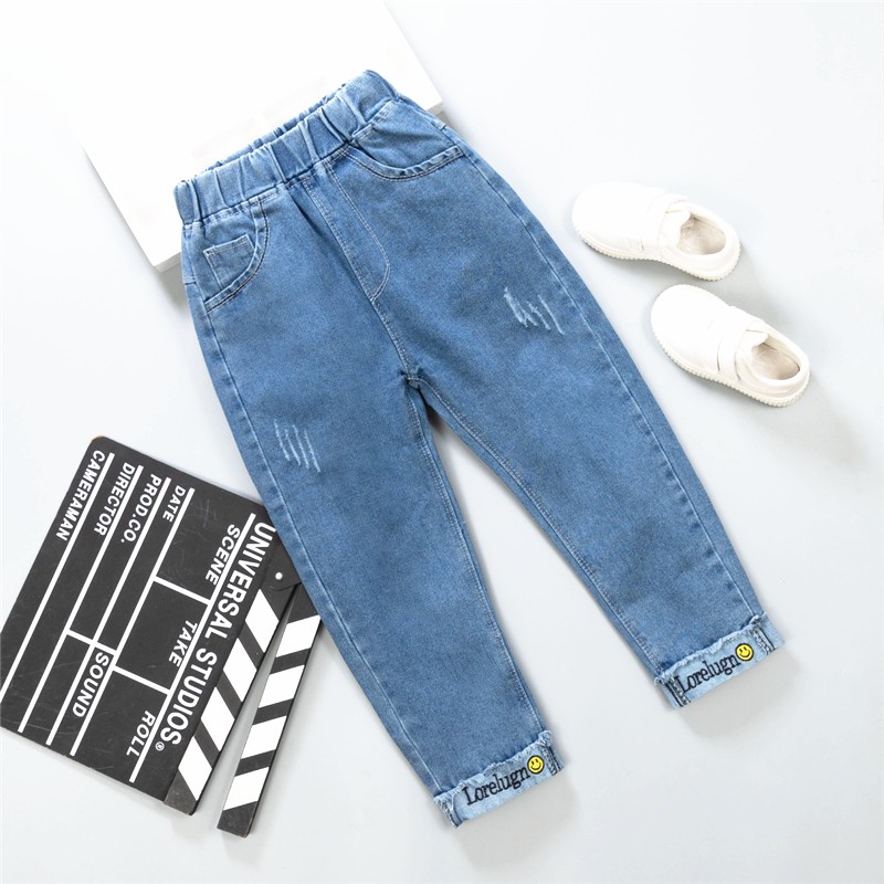 Quần bò bé gái Quần jean bé gái size đại (100-160cm) in chữ ở gấu