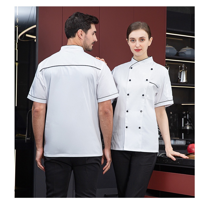 ÁO BẾP NGẮN TAY CT066, ĐỒNG PHỤC BẾP MÀU ĐEN HÀNG KHÁCH SẠN