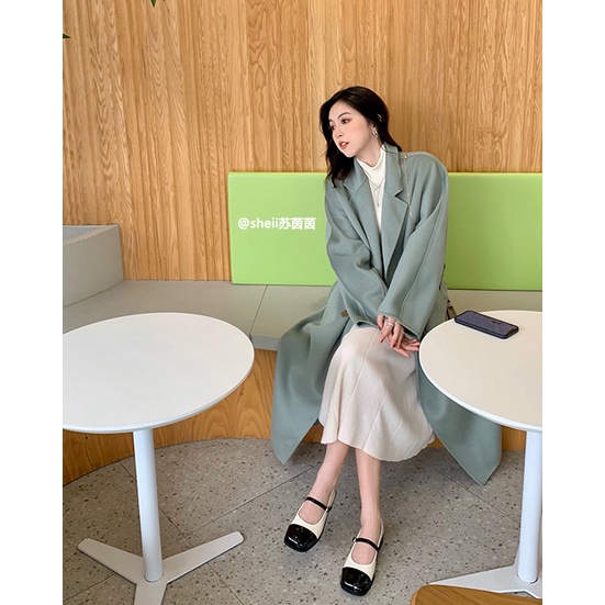 Giày búp bê Mary Jane mũi vuông phối màu phong cách retro xinh xắn thời trang xuân thu 2021 cho bạn gái