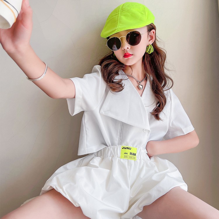 Bộ Áo Khoác Phối Quần Short Thời Trang Mùa Hè Cho Bé Gái 10-11-12 Tuổi 13-14 Tuổi 5-6 Tuổi