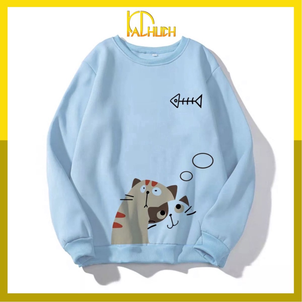 ÁO SWEATER NAM NỮ IN MÈO VÀ XƯƠNG CÁ (NHIỀU MÀU)