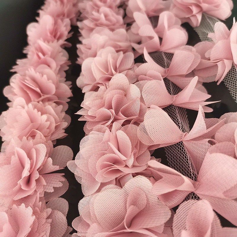 Dây hoa hồng chất liệu voan chiffon vải không dệt trang trí quần áo