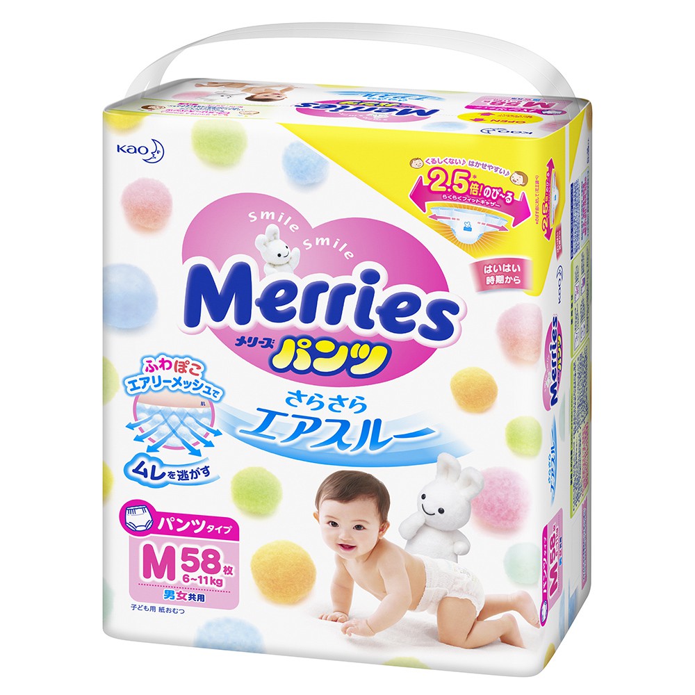 Tã quần Merries dán size L 58 miếng (cho bé 9 - 14kg)