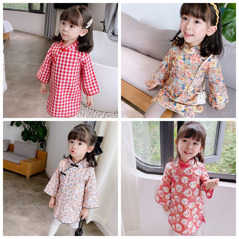 Đầm sườn xám phong cách cổ điển Trung Hoa cho bé gái