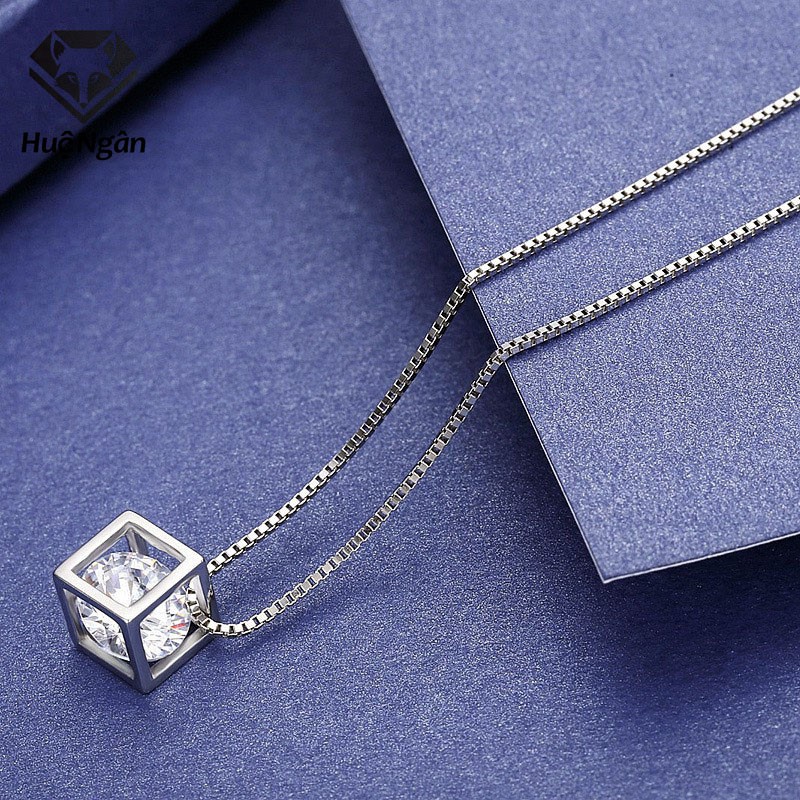 Dây chuyền bạc Ý 925 Huệ Ngân - Hình lập phương cá tính PP1522