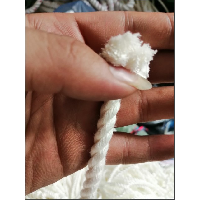 Dây thừng macrame se cotton,dây thừng trang trí (size 7ly) màu kem