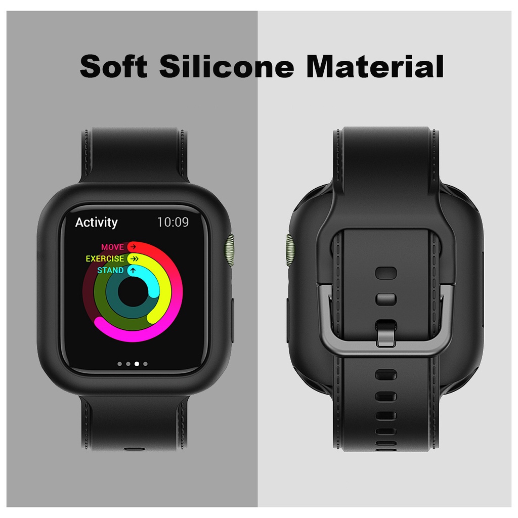 Bộ Dây Đeo + Vỏ Bọc Bằng Silicone Mềm Cho Đồng Hồ Thông Minh Apple watch 45mm 41mm 44mm 40mm 38mm 42mm 7 SE 6 5 4 3 SE