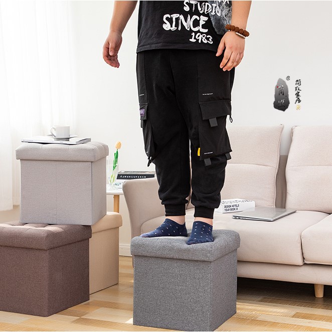Thùng vải đựng đồ đa năng kiêm ghế ngồi sofa khung gỗ bọc vải chắc chắn cao cấp Lynx Home