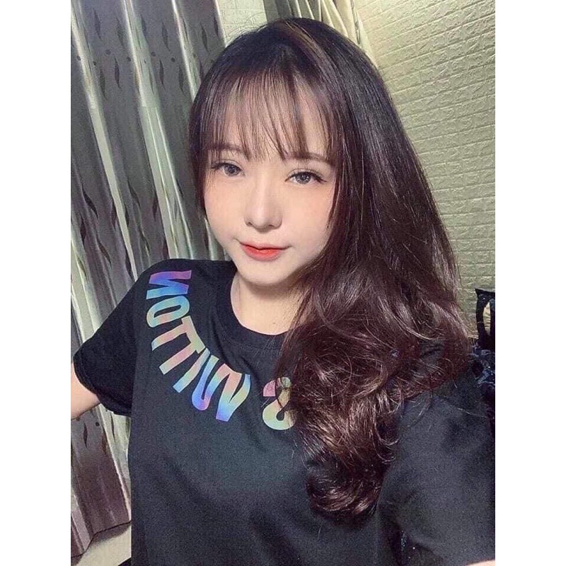 Áo thun tay lỡ unisex phản quang 7 màu Luôn Vui Tươi chữ vòng cổ MOSSSHOP - Áo phông nam nữ ulzzang form rộng 65kg