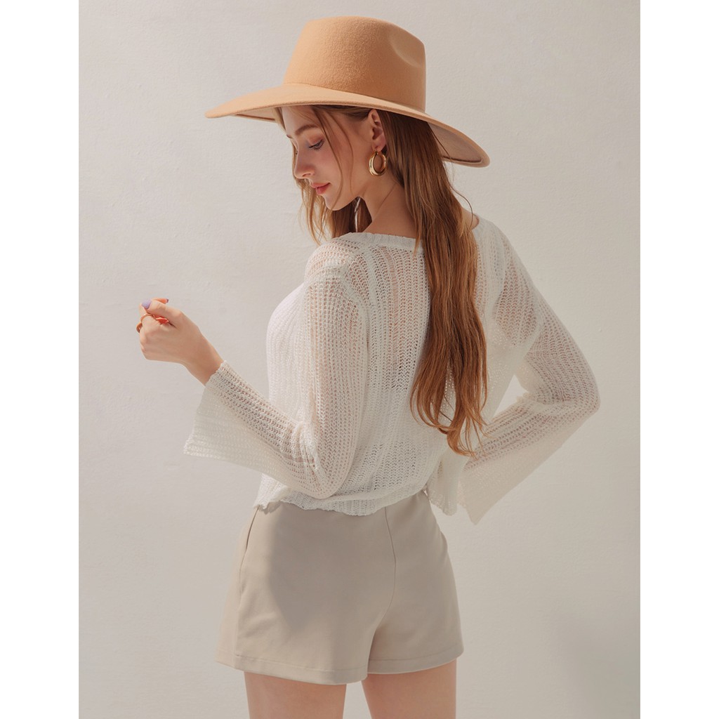 Áo len móc xuyên thấu tay loe nữ Air Space 2110121003 | BigBuy360 - bigbuy360.vn