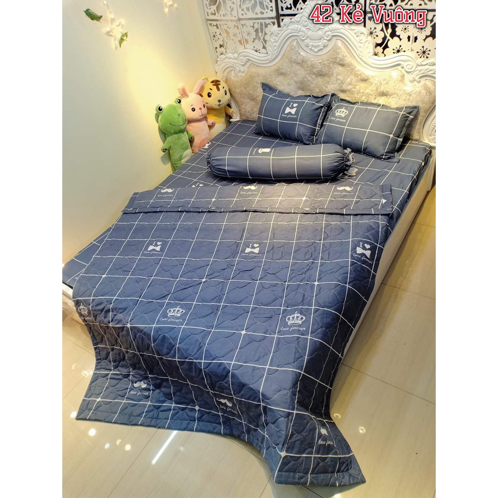 ( CHAT CHỌN MẪU) Sài Gòn Bộ ga gối poly 3 món Drap 2mx2m2 chữ V vàng