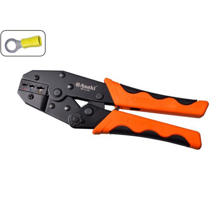6mm2 Kiềm bấm đầu cosse chỉa bọc nhựa Asaki AK-9126