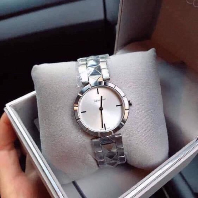 Đồng Hồ Nữ Calvin Klein dây kim loại mầu trắng case 30mm