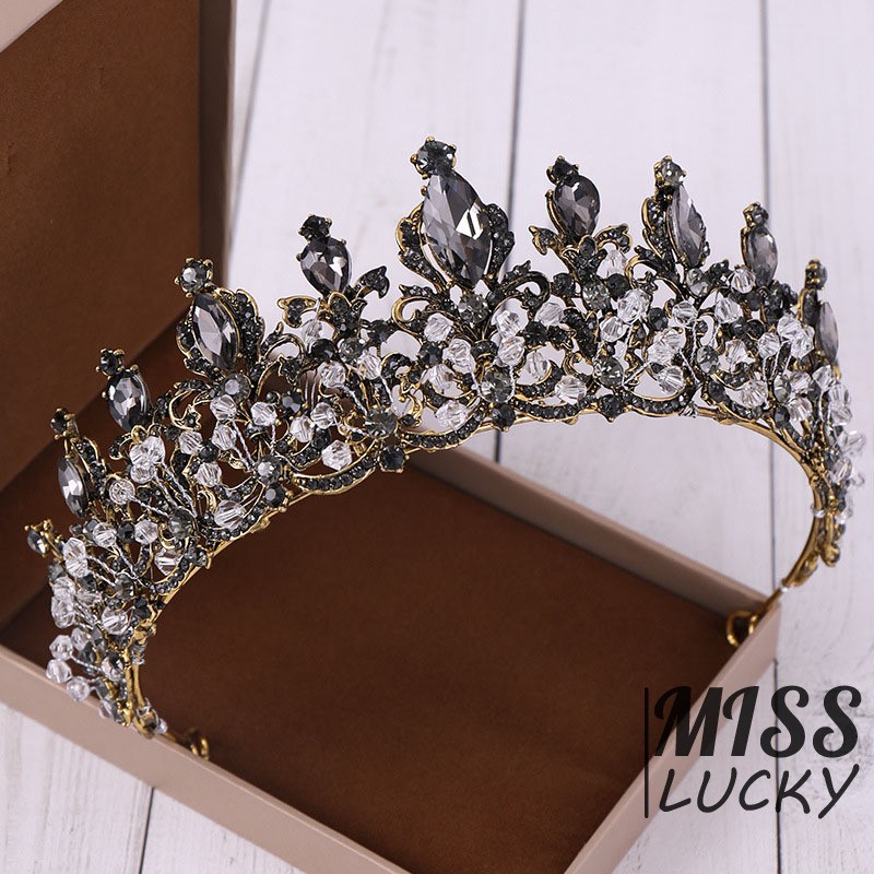 Vương miện cài tóc cô dâu đính đá pha lê sang trọng