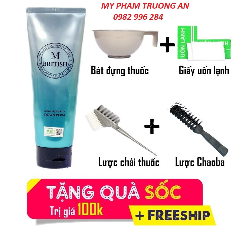 Tặng kèm phụ kiện-Ép tóc mai (ép side) chuyên nghiệp cho Nam BRITISH M Men's Style Down Perm - 200g