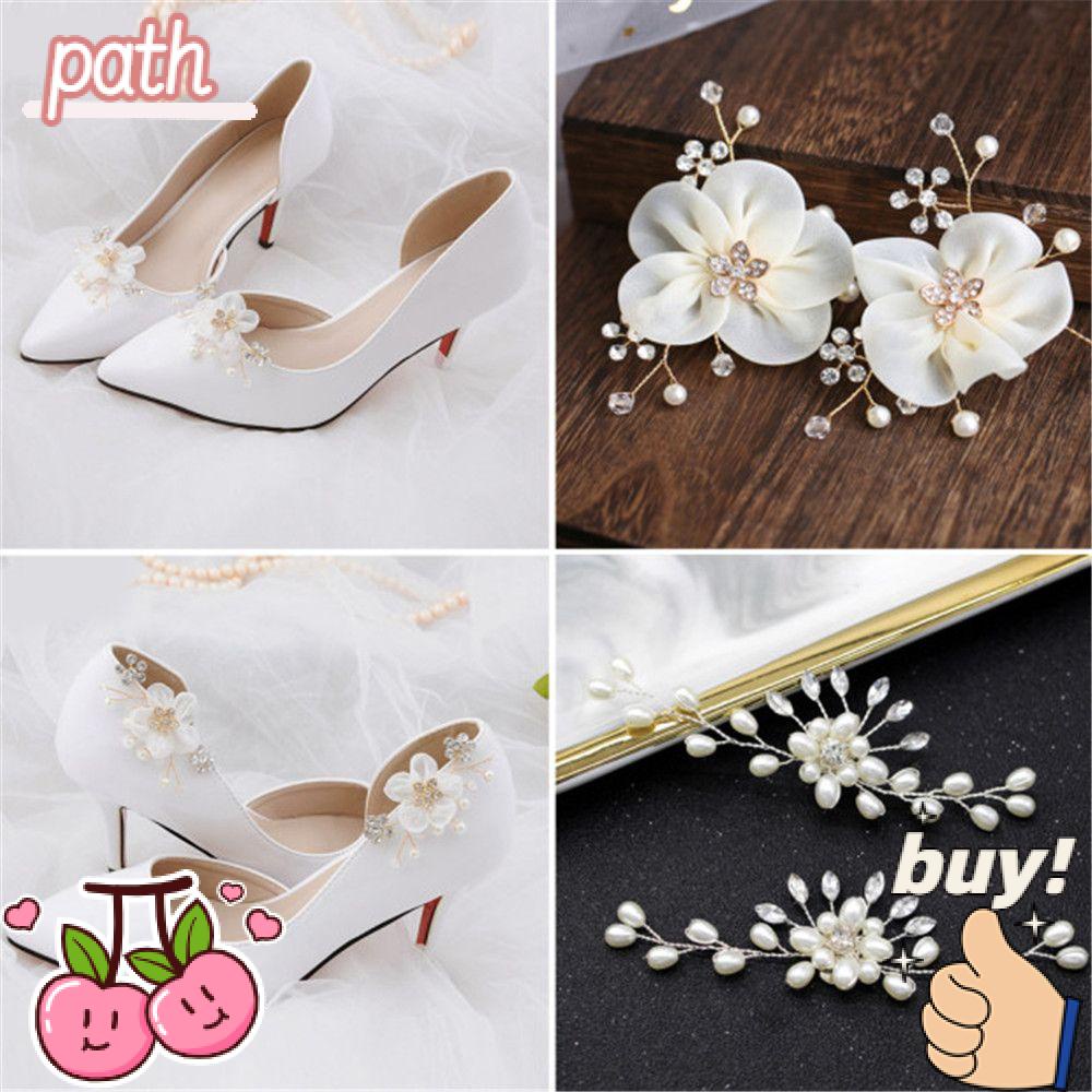 Ghim Cài Giày Đính Hạt Ngọc Trai Trang Trí Đám Cưới