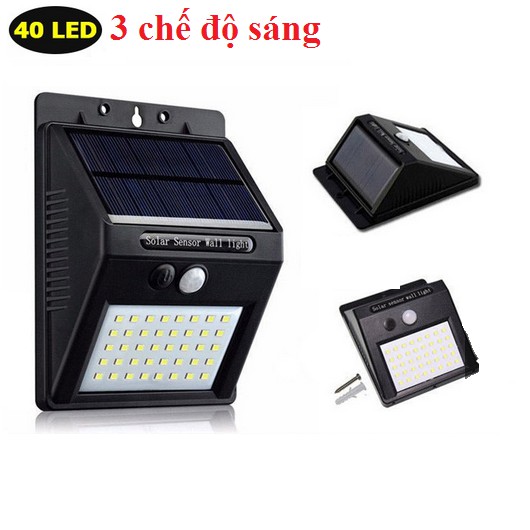 Đèn cảm ứng hồng ngoại Đèn led năng lượng mặt trời 100LED/40 led siêu sáng chống nước loại 1 chế độ và 3 chế độ