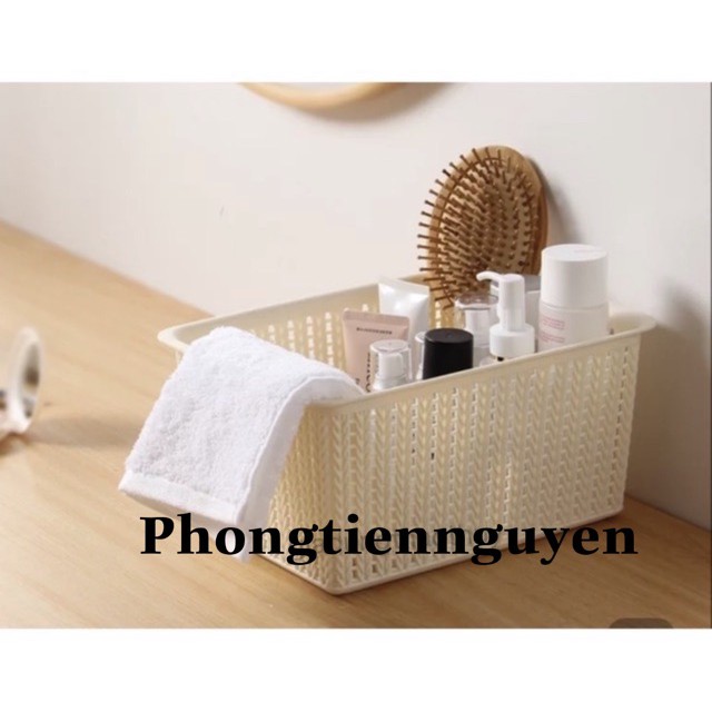 [HANG HOT] Rỏ nhựa giả mây có quai cầm,sọt đựng quần áo, rỏ đựng quần áo