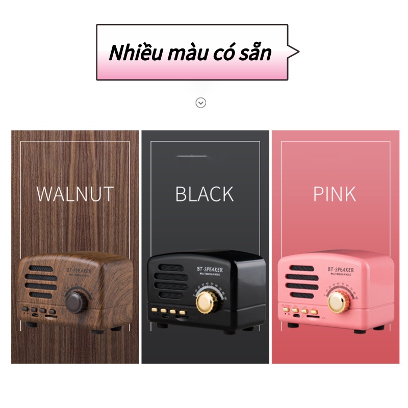 Loa Bluetooth Mini Cổ Điển BT01 Vân Gỗ Phong Cách Retro Vintage Decor